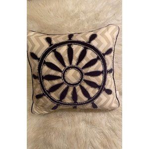 White, Blue, Beige Beaded Nautical Throw